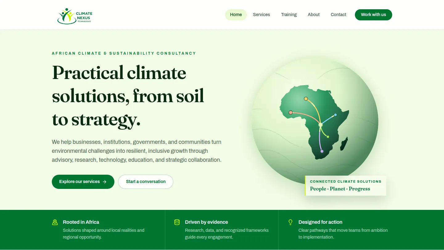 Climate Nexus Technologies website preview